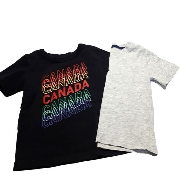 H&M Other - Bundle of 2 short sleeve tee shirts Canada & solid basic toddler boys size 2-4.